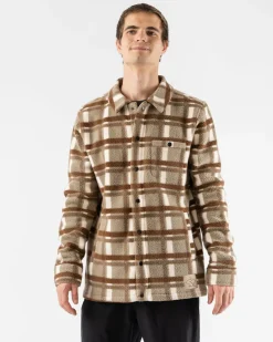 rabbit Sweatshirts & Jackets>Fleece Of Mind Plaza Taupe Plaid